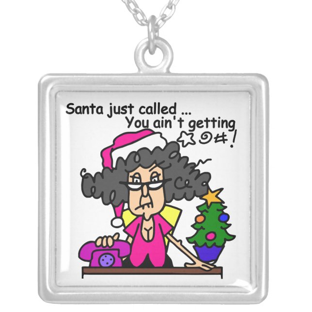 Santa Called Silver Plated Necklace (Front)