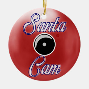 Santa Cam Christmas Ornament/Santa Camera Red Ceramic Ornament