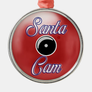 Santa Cam Christmas Ornament/Santa Camera Red Metal Ornament