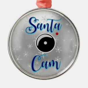 Santa Cam Christmas Ornament/Santa Camera Silver Metal Ornament