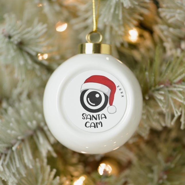 Santa Cam Ornament - Personalized Ceramic Gift (Tree)