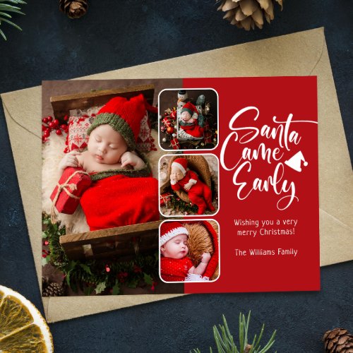 Santa Came Early Birth Announcement Photo Postcard