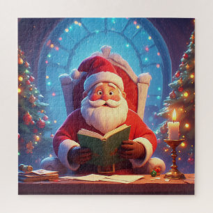 Santa Candlelight Holiday Scene For Family Fun Jigsaw Puzzle