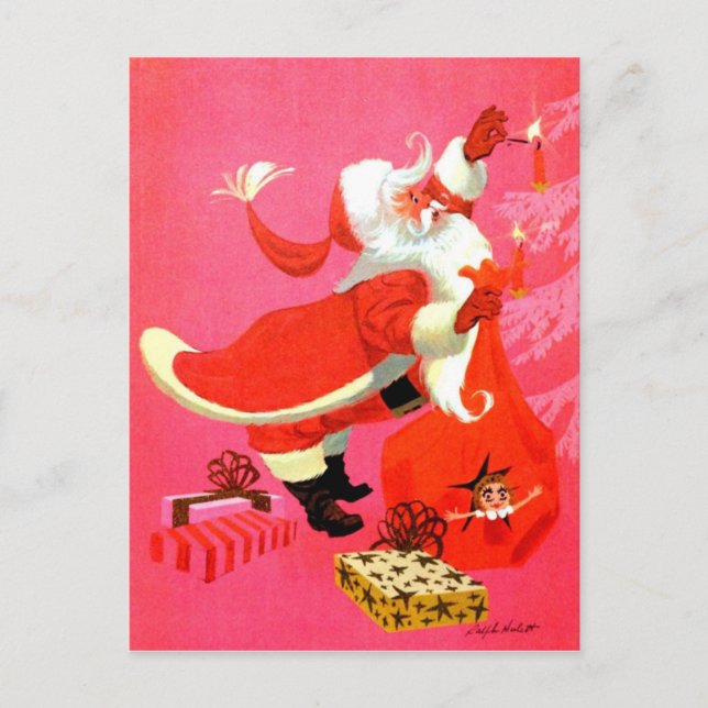 Santa Candles Holiday Postcard (Front)