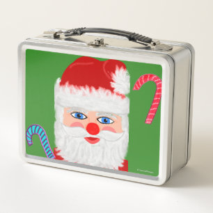Santa Candy Canes Metal Lunch Box