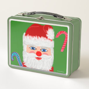 Santa Candy Canes Metal Lunch Box
