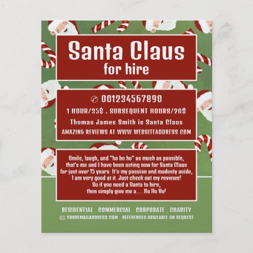 Santa Candy Santa Claus Entertainer Advertising Flyer