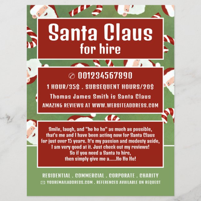Santa Candy, Santa Claus Entertainer Advertising Flyer (Front)