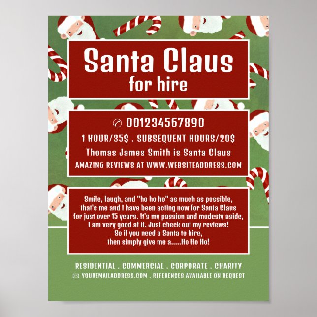 Santa Candy, Santa Claus Entertainer Advertising Poster (Front)