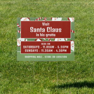 Santa Candy, Santa Claus Visitor Hours Grotto Sign