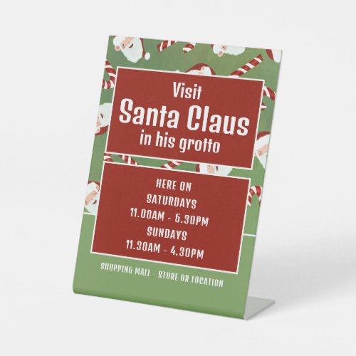 Santa Candy Santa Claus Visitor Hours Pedestal Sign