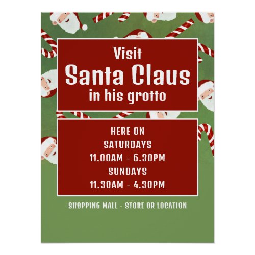 Santa Candy Santa Claus Visitor Hours Poster