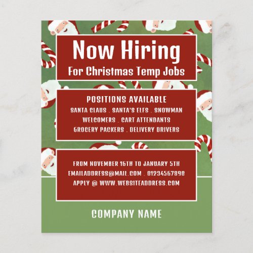 Santa Candy Seasonal Recruitment Advertising Flyer