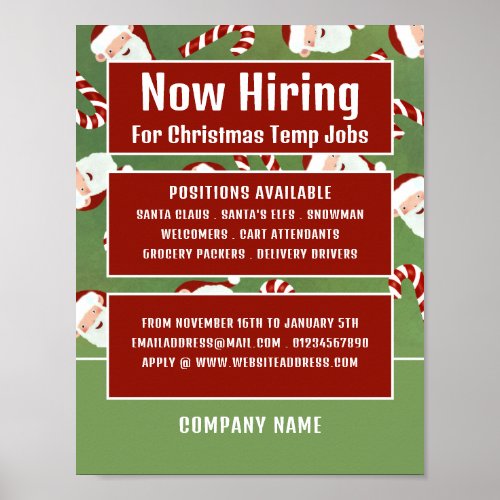 Santa Candy Seasonal Recruitment Advertising Poster