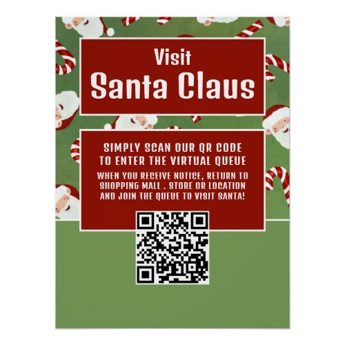 Santa Candy Visit Santa QR Code Queue Poster