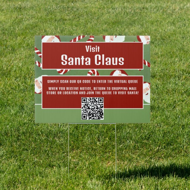 Santa Candy, Visit Santa, QRCode Queue Grotto Sign (Insitu)