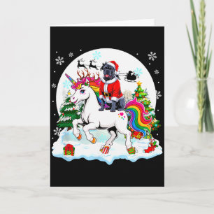 Santa Cane Corso Riding Unicorn Reindeer Christmas Card
