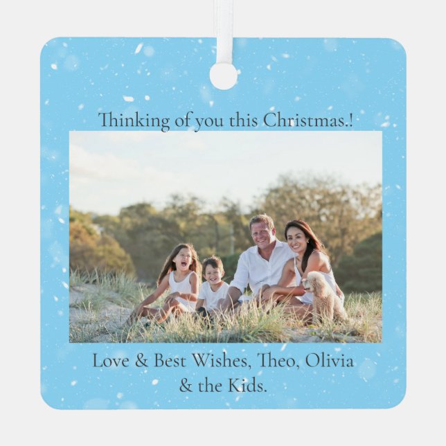 Santa can't Skate Christmas Photo Tree Ornament (Back)