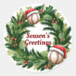 Santa Cap Baseball Customizable  Classic Round Sticker