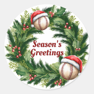 Santa Cap Baseball Customizable Classic Round Sticker