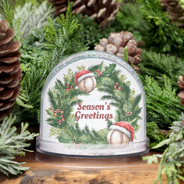 Santa Cap Baseball Customizable  Snow Globe (Winter)