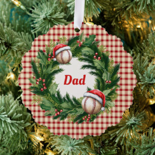 Santa Cap Baseball Dad Personalized Ornament Card