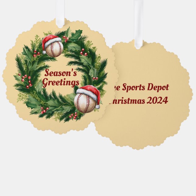 Santa Cap Baseball Ornament Card (Front/Back)