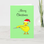 Santa Cap Flute Chick Christmas Card