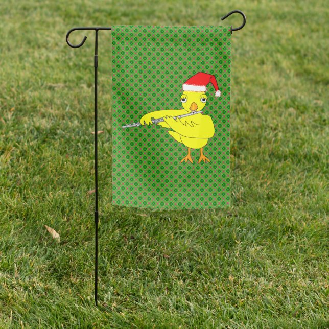 Santa Cap Flute Chick Garden Flag (In SItu)