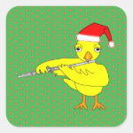 Santa Cap Flute Chick Square Sticker