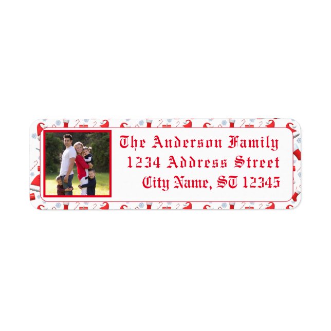 Santa Cap Patterned Christmas Label (Front)
