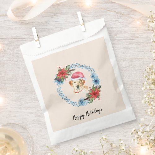 Santa Cap Yellow Lab Customizable Holiday Favor Bag