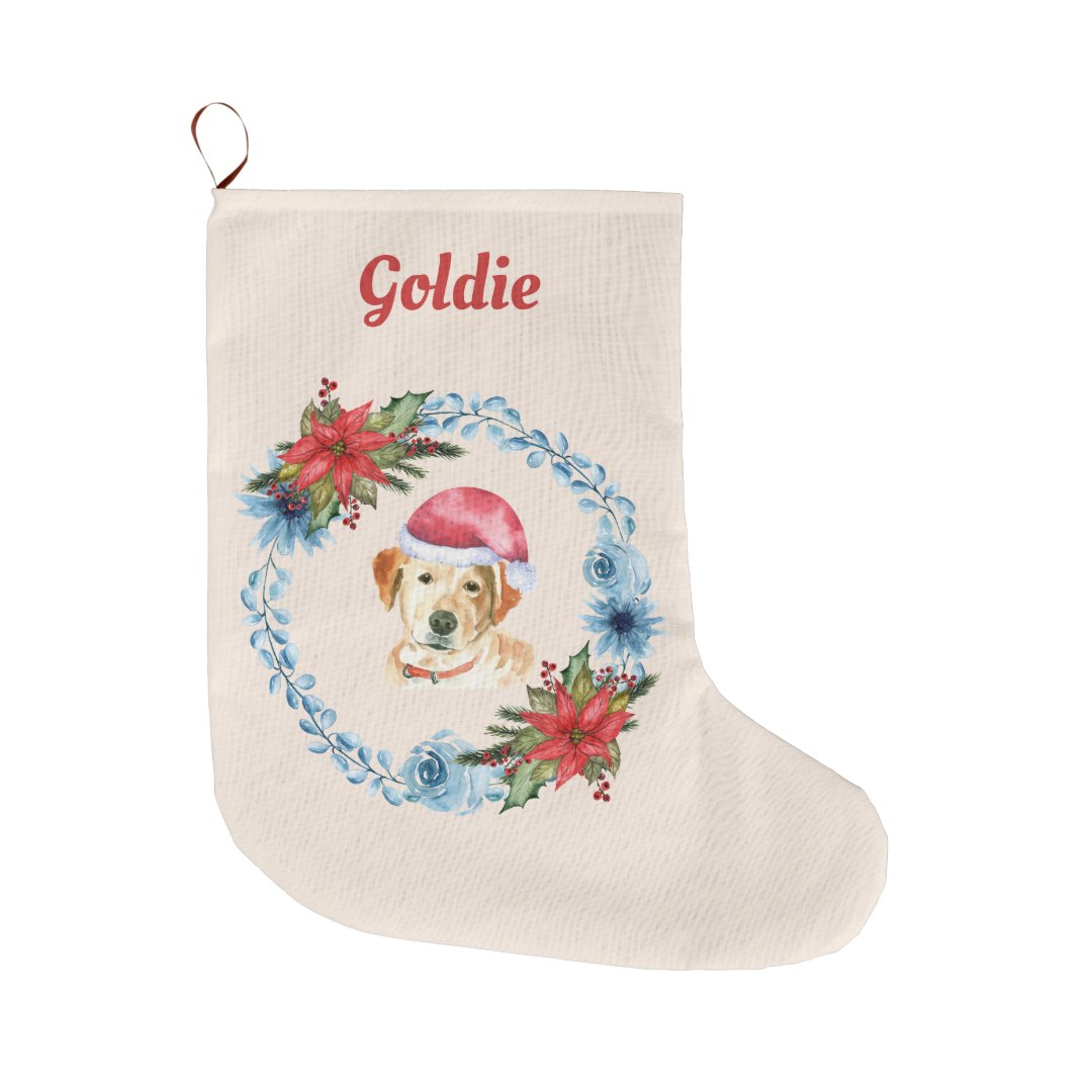 Santa Cap Yellow Lab Personalized Holiday Large Christmas Stocking  Zazzle