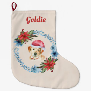 Santa Cap Yellow Lab Personalized Holiday Large Christmas Stocking
