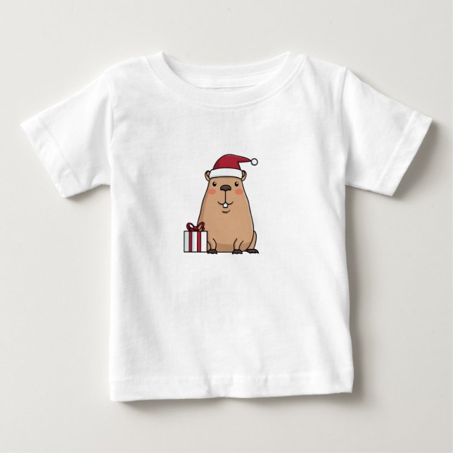 Santa Capybara Holiday Fun Baby T-Shirt (Front)
