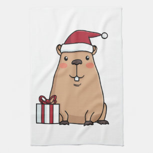 Santa Capybara Holiday Fun Kitchen Towel