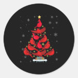 Santa Cardinal Bird Christmas Tree Christmas Light Classic Round Sticker