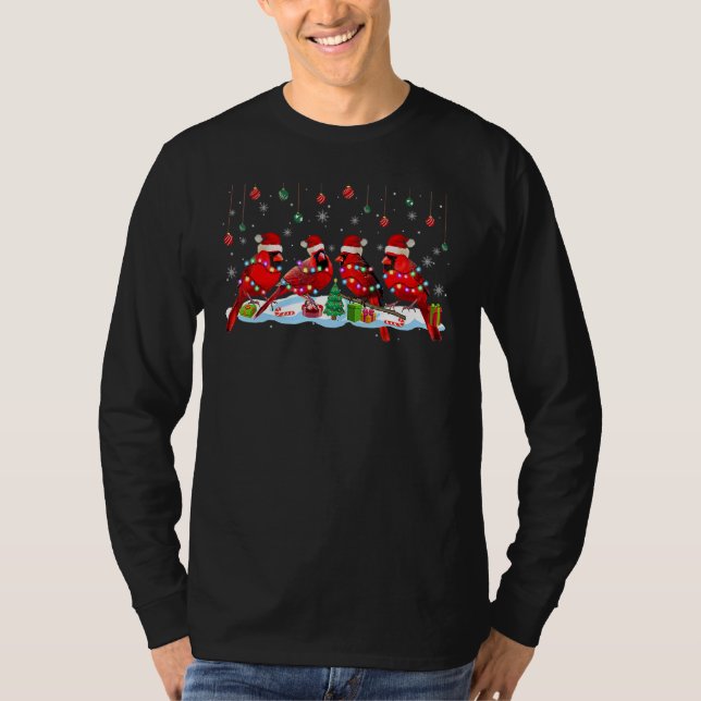 Santa Cardinal Squad Christmas Lights Santa Cardin T-Shirt (Front)