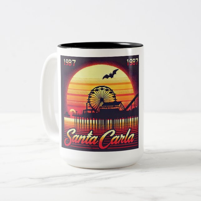Santa Carla 1987 Retro design Two-Tone Coffee Mug (Front Left)