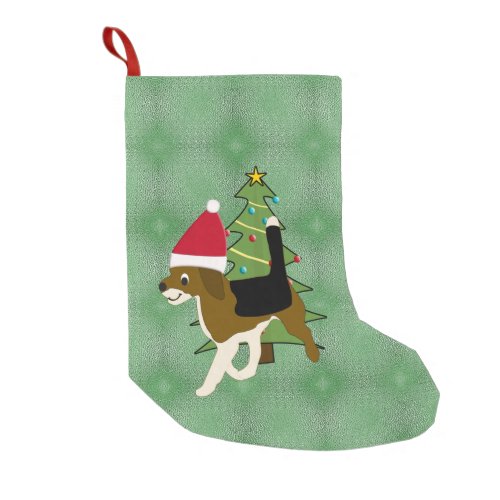Santa Cartoon Beagle Small Christmas Stocking