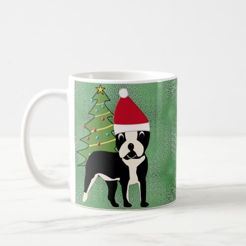 Santa Cartoon Boston Terrier v2 Coffee Mug