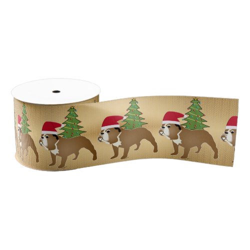 Santa Cartoon Bulldog 1a Grosgrain Ribbon