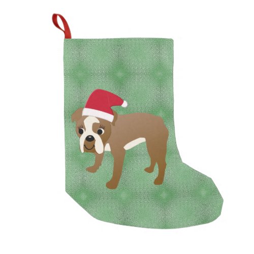 Santa Cartoon Bulldog Small Christmas Stocking