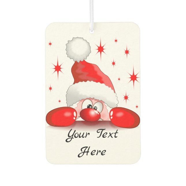 Santa Cartoon Cute Peeking Character © BluedarkArt Air Freshener (Front)