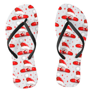 Santa Cartoon Cute Peeking Character © BluedarkArt Flip Flops