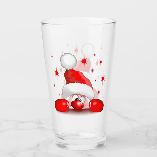 Santa Cartoon Cute Peeking Character  BluedarkArt Glass