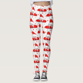 Santa Cartoon Cute Peeking Character © BluedarkArt Leggings