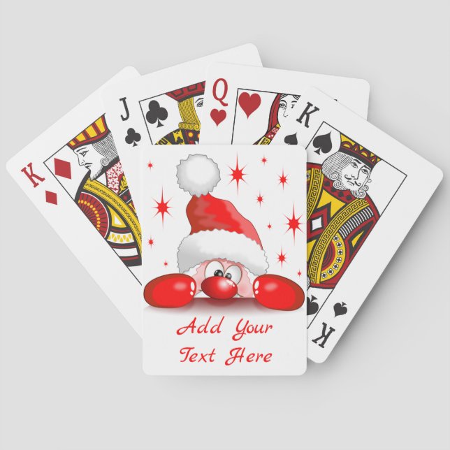 Santa Cartoon Cute Peeking Character © BluedarkArt Poker Cards (Back)