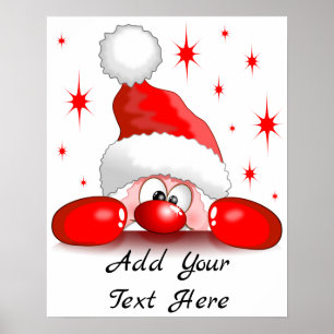 Santa Cartoon Cute Peeking Character © BluedarkArt Poster