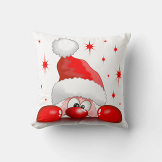 Santa Cartoon Cute Peeking Character © BluedarkArt Throw Pillow
